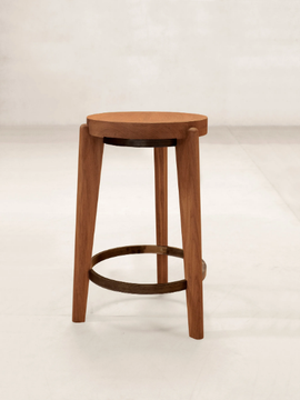 COUNTER STOOL - Low teak stool with footrest by Phantom Hands - view 3